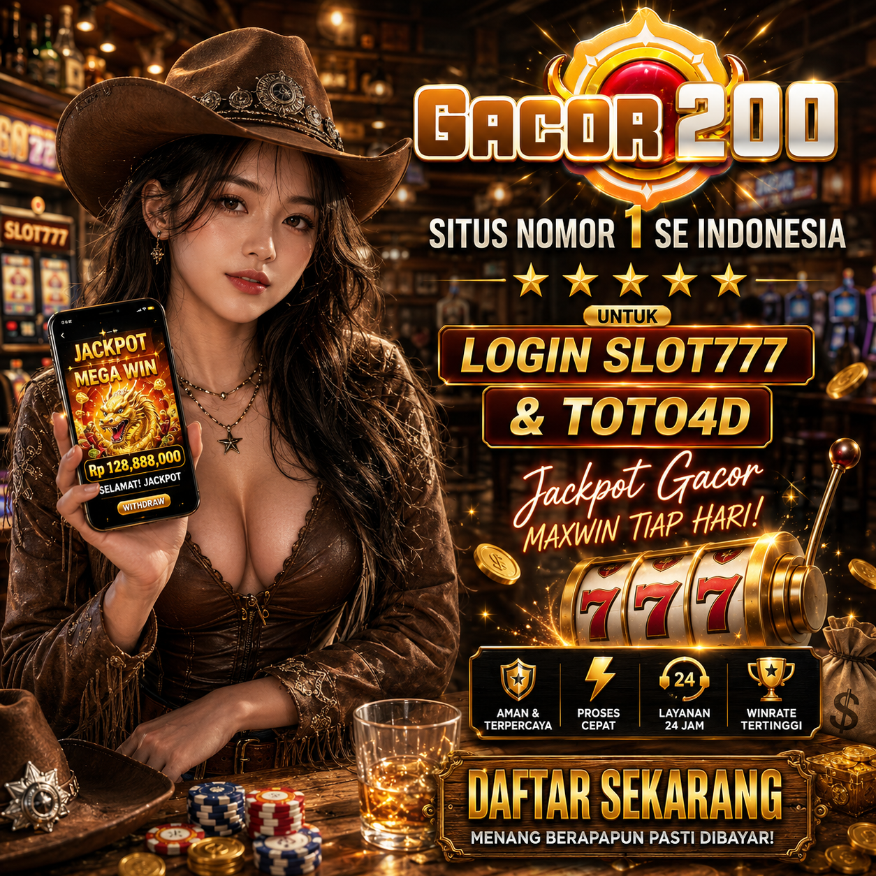 GACOR200 Situs Nomor 1 Se Indonesia untuk Login Slot777 dan TOTO4D